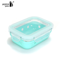 Ensemble de contenants de cuisine JASPER GLASS, boîtes de conservation alimentaire en verre avec étui en silicone, ensemble de contenants de cuisine