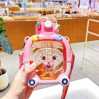 Nouvelle gourde portable anti-fuite et anti-chute C411 pour enfants, grande capacité, motif dessin animé, avec paille, idéale pour les voyages