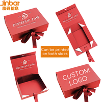 Boîtes cadeaux rigides en carton rouge Jinbar pour vêtements et chaussures de luxe, avec fermeture magnétique, personnalisées, avec poignées, portables et écologiques