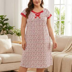 <span class=keywords><strong>Camicia</strong></span> <span class=keywords><strong>da</strong></span> <span class=keywords><strong>Notte</strong></span> Estiva Traspirante con Stampa Floreale, <span class=keywords><strong>Taglie</strong></span> Forti, 6 Colori, Bordo in Pizzo, Manica Corta, Morbida e Confortevole - Product Image 3
