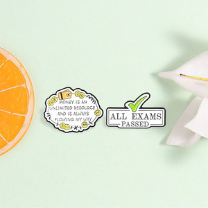 Set de Pins Esmaltados Cloud Money con Slogan 'Todos los Exámenes Superados', Broche de Aleación de Zinc para Mochila, Chaqueta, Sombrero, Solapa, Decoración, Regalo - Product Image 2