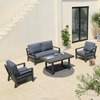 Ensemble de canapé 2 places en aluminium OSMEN Dubbo, 4 pièces, table basse, design moderne, résistant aux intempéries pour jardin, terrasse
