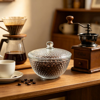 Vintage stijl glazen snoepvaatje met deksel, gegraveerd decoratief suikerpotje voor bruiloft snoepbuffet, feesttafel en huisdecoratie