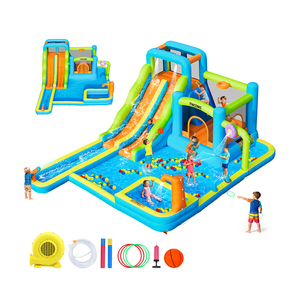 <span class=keywords><strong>Parco</strong></span> Acquatico Gonfiabile con Scivoli, Piscina Gonfiabile, Castello Trampolino, <span class=keywords><strong>Parco</strong></span> Giochi per Bambini, Scivoli d'Acqua Elastici Gonfiabili - Product Image 1