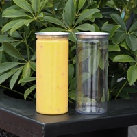 Boîte de conserve ronde en PET de 250 ml, 330 ml, 350 ml pour boissons gazeuses et jus froids avec couvercle à anneau en aluminium