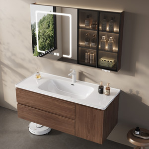 Modern solid wood intelligent defogger hot curved integrated basin wash basin cabinet wash basin - Product Image 3
