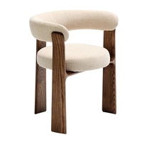 Chaise de salle à manger minimaliste italienne haut de gamme, utilisation à domicile/restaurant, fauteuil en bois massif en forme d'arc, style Wabi-sabi, luxe léger, confortable