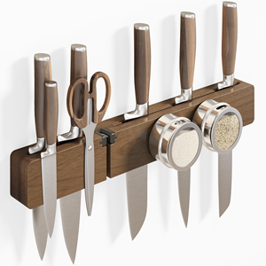 Portacuchillos de Cocina, Soporte de Almacenamiento de Cuchillos de Madera Maciza, Soporte Magnético para Cuchillos Montado en la Pared - Product Image 6