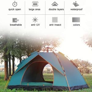 Tente de camping familiale instantanée, automatique, imperméable, facile à installer, pour 3-4 personnes, tente de plein air - Product Image 4