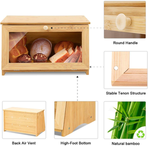 Bamboo Bread <strong>Box</strong>, Kitchen Countertop Bread Storage <strong>Box</strong>, Transparent Visible Dust-proof Bread Storage <strong>Box</strong> - Product Image 3