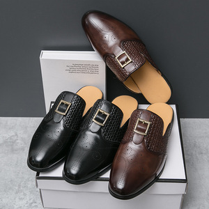 Chaussures d'été professionnelles pour hommes en cuir de vache véritable imprimé, avec embout en acier et brides croisées, style baskets coréennes - Product Image 3