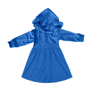 Vestido de Seda de Leche para Niña Pequeña, Vestido con Capucha y Mangas con Volantes, Vestido de Tela Suave para Primavera y Otoño - Product Image 1