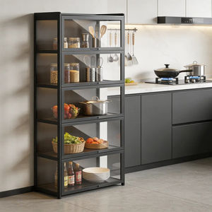 ตู้โชว์ 5 ชั้นพร้อมประตูอะคริลิคแบบพับได้ ชั้นวางของสะสมอเนกประสงค์ และตู้เก็บไวน์สำหรับห้องนั่งเล่น - Product Image 2