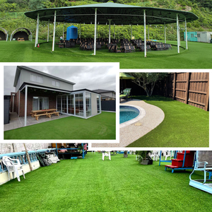 Options de couleur et de hauteur personnalisables pour le gazon artificiel à poils bouclés et denses, idéal pour les projets de jardins paysagers et commerciaux - Product Image 4