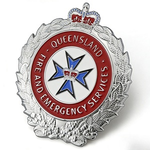 Distintivo Personalizzato in Smalto Morbido per Servizi Antincendio e di Emergenza del Queensland, Insegna in Metallo Placcato Argento per Cappello e Uniforme - Product Image 1