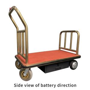 Chariot à bagages électrique finition laiton pour <span class=keywords><strong>service</strong></span> de portier avec transport de bagages d'hôtel et apparence haut de gamme - Product Image 3
