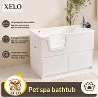 Baignoire Spa pour Animaux en Acrylique, Bassin de Trempage Profond, Fenêtre de Visualisation Transparente, Double Porte, Armoire de Rangement pour Salle de Bain et Magasin d'Animaux, Faible MOQ