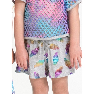 TD Shorts sportivi taglie XS donna Shorts con motivo a lamina arcobaleno Shorts Shorts con tessuto in spugna Shorts caldi in Spandex con decorazioni