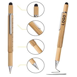 Promotional <b>Gift</b> Ecofriendly 6 in 1 Bamboo Tool Pen with Custom Logo Custom Bamboo Ballpoint Pen - Product Image 4