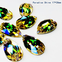 Paradise Shine à coudre dos plat AB cristal boutons 10.5*18MM larme forme robe de mariée perles de verre strass de haute qualité