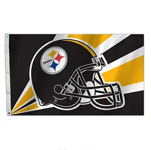 Custom 100%polyester 3x5ft sports team Football Fans Pittsburgh Steelers flag with grommets