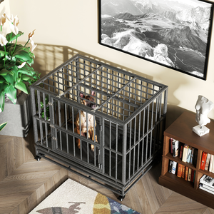 Ekstra büyük 38/42/46 inç ağır köpek sandık çiğnemek geçirmez kaçış geçirmez tekerlekler yıkılmaz plastik Metal çevre dostu için - Product Image 3