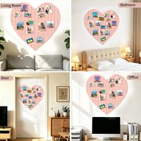 Tablero de Fieltro Acústico Decorativo con Forma de Corazón, 29"x29", para Fotos, Notas y Anuncios, Adhesivo, para Oficina y Hogar