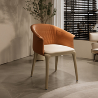 Chaise en cuir minimaliste italienne avec accoudoirs, chaise de loisirs rembourrée pour la maison, le restaurant, l'hôtel