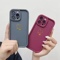 Coque de téléphone en TPU mat couleur bonbon motif cœur pour iPhone 16 15 14 13 12 11 Pro Max Xr Xs Max 7 8 Plus, antichoc, avec dos motif cœur