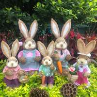DAMAI 2025 Pâques 35cm une paire mignon lapin cadeaux Style rétro paille lapins jouets pour enfants et décorations de fête