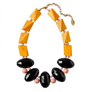 Meilleur Collier Artisanal en Résine Jaune et Noire en Forme de Boule, Tendance, Qualité Supérieure, Bijou Unisexe, Pièce Déclaration Mignonne - Product Image 4