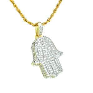 2023 Hip hop Micro inserto 14k oro 925 argento <span class=keywords><strong>Hasma</strong></span> collana con ciondolo a mano - Product Image 1