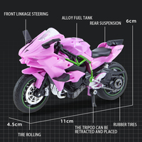 Modèle de moto Kawasaki en alliage moulé sous pression à l'échelle 1/18 avec base - Jouet de collection pour garçons et cadeaux
