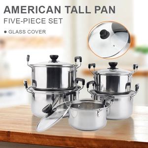Fabrika Direst paslanmaz çelik amerikan yüksek Pot seti TENCERE SETİ 5 adet cam kapaklı - Product Image 2