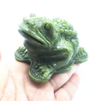 Feng Shui Jade vert trois jambes grenouille de richesse ou argent Toad Statue tableau de bord de voiture décoration