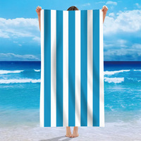 Custom Logo Personalized Design Digital Printing Bath Towels Summer Vacation Microfiber Big Size Stripe Beach Towels