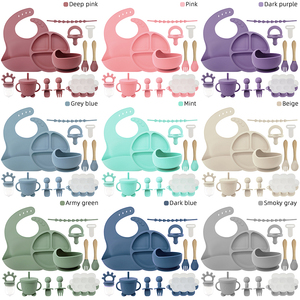 Ensemble de repas pour bébé en silicone sans BPA de haute qualité pour les tout-petits, 12 pièces, vaisselle occidentale durable avec un design amusant de dessins animés - Product Image 2