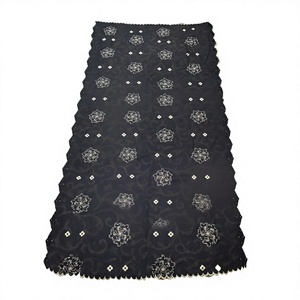 Wholesale Women Black <b>Chiffon</b> Hijab Floral Embroidery Shawl <b>Scarf</b> Breathable All Season Daily Wear - Product Image 1