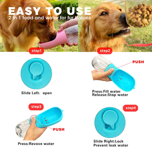 Bottiglia d'Acqua Portatile per Animali Domestici da 300ml con Contenitore per Cibo, Dispenser d'Acqua 2 in 1 Riutilizzabile per Cani - Product Image 5