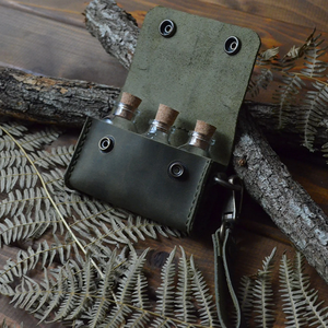 Bouteille personnalisée de 30ml boîte à épices en cuir Bushcraft Kit d'épices de camping sac porte-épices de voyage avec 3 bouteilles - Product Image 3