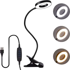 Гибкий приглушаемый настенный Точечный светильник CCT 7 Вт с металлическим зажимом и USB