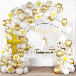 Décorations de la première communion Kit d'arche de guirlande de ballons Décoration de baptême Décorations de la première communion avec Dieu bénisse la bannière - Product Image 2