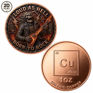 Pièce de monnaie personnalisée en cuivre pur 999 de 1 once, design de <span class=keywords><strong>guitariste</strong></span> squelette « Loud As Hell Born To <span class=keywords><strong>Rock</strong></span> », pièce commémorative de collection adaptée pour - Product Image 1