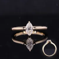 Starsgem - Marquise Cut Moissanite Wedding Ring, White
