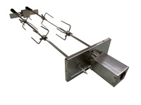 Kits de rôtissoires doubles en acier inoxydable avec boîte de vitesses pour barbecue argentin réglable
