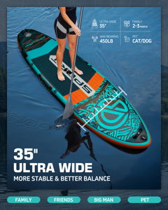 กระดานซับแบบพองลมรุ่นใหม่ ดีไซน์สำหรับเล่นเซิร์ฟ ขนาด 11'6'' x 35'' x 6'' พร้อมอุปกรณ์เสริม SP03 รุ่น Inflatable Desig - Product Image 5