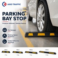 Aiko Compact 550mm – Butée de stationnement en caoutchouc pour garages domestiques avec marquages réfléchissants jaunes et trous de fixation
