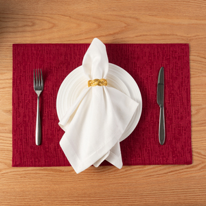 Polyester Cotton Print Solid Trim <strong>Set</strong> <strong>of</strong> 4 <strong>6</strong> Rectangle Round Washable <strong>Placemats</strong> Place Mats for Party Family Gathering - Product Image 3