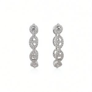 Orecchini Shah in Oro Bianco con Diamanti Taglio Brillante Rotondo Colore G Naturali di Lusso per Uso Quotidiano Femminile - Product Image 1