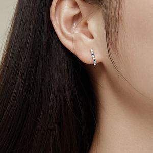 Dylam Dainty 925 Sterling <b>Silver</b> Rhodium Plated Hypoallergenic Fine Jewelry Dress up Colorful 5A Cubic Zirconia <b>Hoop</b> Earrings - Product Image 3